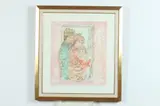 Edna Hibel, Woman Playing Violin, YOUNG GIRL KNEELING and FAMILY: THREE WORKS, signed and noted in pencil lower margin