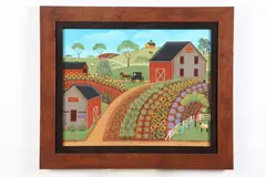 Mary E. Charles, Pennsylvania Dutch Farm Scene, Oil on canvas