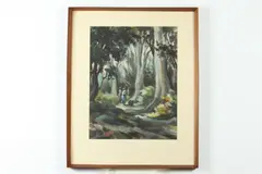 Michael Obodiwe, Forest Scene with Figures, Oil on board