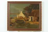 Continental School, Fishing Village, FISHING VILLAGE, oil on panel in "as is" condition
