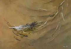 Robert R. Bliss, Feather in the Sand, Oil on board