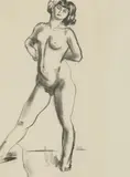 Eugene Speicher, Standing Female Nude, Charcoal and pencil