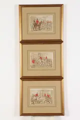Edward Benjamin Herberte, A series of six drawings at various stages of a hunt, Herberte" and dated 1882; pen and watercolor on paper