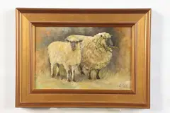 Jerry Cable, Lamb & Ewe, Oil on panel
