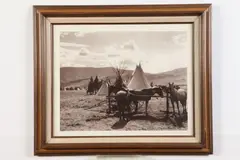 Douglas R. Brown, Encampment and horses, Limited edition sepia toned photograph on paper