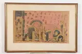 Michael L Mason, Urban Abstract, Handcolored woodcut on paper