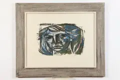 Jorge Dumas, Cabeza / Head, Colored woodcut signed, titled, and dated "Washington