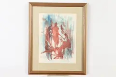 Wesley Lea, Red Dreams, 1950, Pencil signed and dated "50" in lower left hand corner