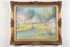 Marion Rice, Figures by Lake, Oil on canvas