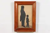 SILHOUETTE OF FATHER AND SON. both in profile to the right by American School, Pen, ink, graphite, watercolor cutout on board, sold Jul 2021