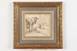 Johan Heinrich Roos, Untitled, DONKEY AND SHEEP, pen and ink, with study of sheep on verso
