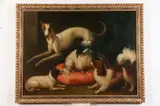 Untitled by Continental School, WHIPPET AND SPANIELS, oil on canvas, sold Jul 2021