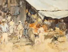 A.L. Rothstein, Mercado San Miguel de Allende, Oil on board