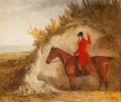 Richard Barrett Davis, Man in Red on Horseback, Oil on panel.
