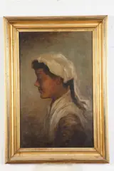 G. T. Collins, Profile Portrait of Young Girl, Oil on panel dated "85", signed upper left
