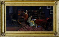 Ellen Kendall Baker, In the Library, Oil on canvas