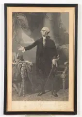 Washington by Gilbert Stuart, circa 1850, Engraving made and published by Waterman Lilly Ormsby, sold Sep 2021