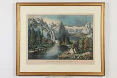 Yosemite Valley--California: "The Bridal Veil" Fall by Frances Palmer, circa 1870, Colored lithograph published by Currier & Ives Lith, sold Sep 2021