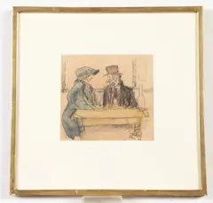 Henrik Major, Untitled, Parisian Cafe, 1944, pencil, charcoal and watercolor