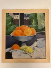 Peter Radenmacher, Still Life with Fruit of Bowl and Lemons (after Paul Gauguin), Oil on board. unsigned and undated