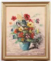 Bert Brand, Flower Bouquet, Oil on Canvas