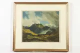 Sir David Young Cameron, Untitled, Scottish Highland Landscape, lithograph in colours
