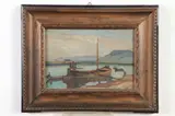 Nico Klopp, late Afternoon Boating Scene, 1924, Oil on Board