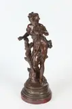 Mathurin Moreau, Premier Ami, Bronze statue raised on a marble base. - height" 19.5 in