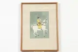 Indian School, Untitled, Lady with Falcon Riding Horse, ink and watercolor on paper