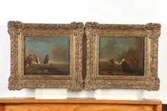 August Querfuth, Pair of Paintings of Riding Scenes, Oil on canvas