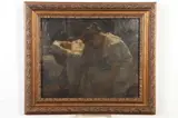 Karoly Krusnyak, Mother Tending to Sick Child, 1925, Oil on Board