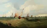 Dutch Boats off the Cliffs of Dover by A Follower Of Edwin Hayes, Mid-19th century oil on canvas painting, sold Sep 2021