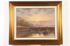 Elena Markow, Moonlight over the Seine, Pastel on paper
