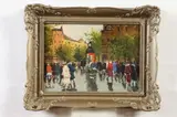 Antal Berkes, Parisian Street Scene, Oil on board