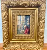 Continental School, The Chess Players, Watercolor. unsigned