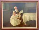 Reading together Today's News by A Follower Of Cyrus Durand Chapman, Oil on canvas, sold Nov 2021