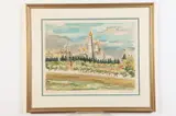 Yves Brayer, The Kremlin in Moscow, colored lithograph pencil signed to lower right corner and with a notation it is the "Epreuve d'artiste" (artist proof) to the lower left corner, within a gilt frame, The Kremlin in Moscow, colored lithograph pencil signed to lower right corner and with a notation it is the "Epreuve d'artiste" (artist proof) to the lower left corner, with