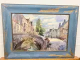 Continental School, Boy at Bruges' Pont Flamand, 1900, Watercolor