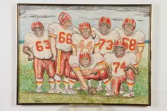 Hogs by Washington Redskins Player Michael Westbrook, 1983, Colored drawing with pencil or charcoal, offered Nov 2021