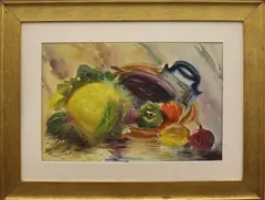 Loïs Mailou Jones, Untitled, FRUIT AND VEGETABLE STILL LIFE, watercolor on paper