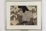 Hashimoto Okiie, Ayame to Shojo (Girl with Iris), 1955, Pencil signed and dated lower right hand corner