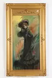 Continental School, Lady with a Stylish Hat, Colored lithograph