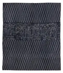 'Michael O'Connell (1898-1976) 'Figures in Queue' paste resist on cotton by Michael O'Connell, sold May 2022
