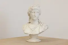 Leonidas Drosis, Untitled, a white marble bust of Diana