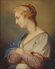 Untitled by Gavin Hamilton, Circle of Gavin Hamilton (1723-1798) A classical female figure oil on canvas 24 x 19.2cm, sold Mar 2022