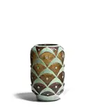 'Peacock Feather' Vase by Cristallerie Daum, acid etched mint green over topaz glass, signed 'DAUM NANCY FRANCE' with the cross of Lorraine, sold Oct 2018