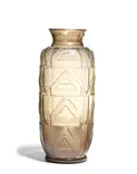 Tall Vase by Cristallerie Daum, acid etched grey glass, signed 'DAUM NANCY FRANCE' with the cross of Lorraine, sold Oct 2018