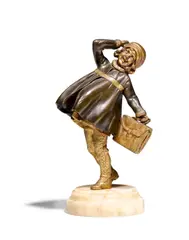 Demetre H. Chiparus, Girl with Satchel, gilt and patinated bronze, onyx base signed 'D