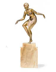 Demetre Chiparus, Dehli Dancer, cold painted, patinated and gilt bronze, onyx base