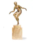 Demetre Chiparus, Dehli Dancer, cold painted, patinated and gilt bronze, onyx base